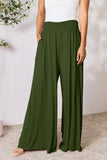 Double Take Full Size Smocked Wide Waistband Wide Leg Pants