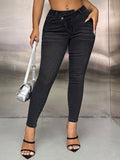 Asymmetric Waist Jeans with Pockets