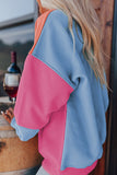 Color Block Round Neck Long Sleeve Sweatshirt