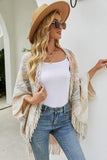 Multicolored Fringe Trim Poncho