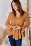 Hailey & Co Full Size V-Neck Flounce Sleeve Blouse