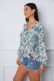 Floral Notched Long Sleeve Blouse